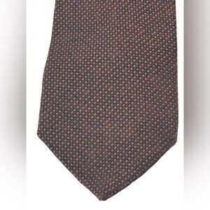 Gucci 100% Wool Tie Brown Rust Micro Dot Textured 58” Italy